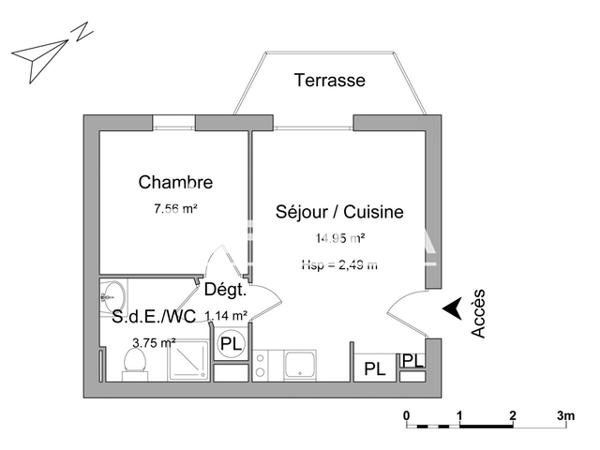Location Appartement meublé 2 pièces 27.4 m² - 99 RUE HUBERT CAILLER La Roche Sur Yon 85000