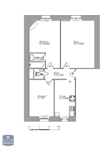 Appartement à louer 3 pièces 51.98m² Nancy (54000)