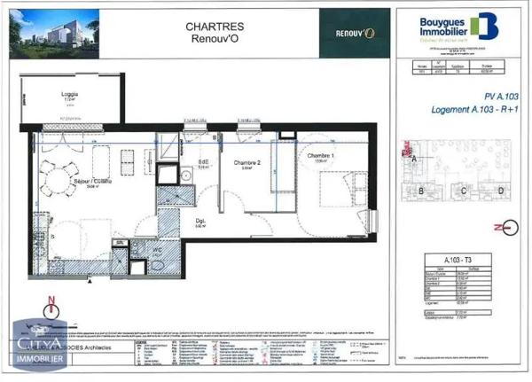 Appartement à louer 3 pièces 62.58m² Chartres (28000)