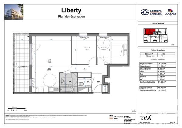 Location appartement 3 pièces 61 m² Tours