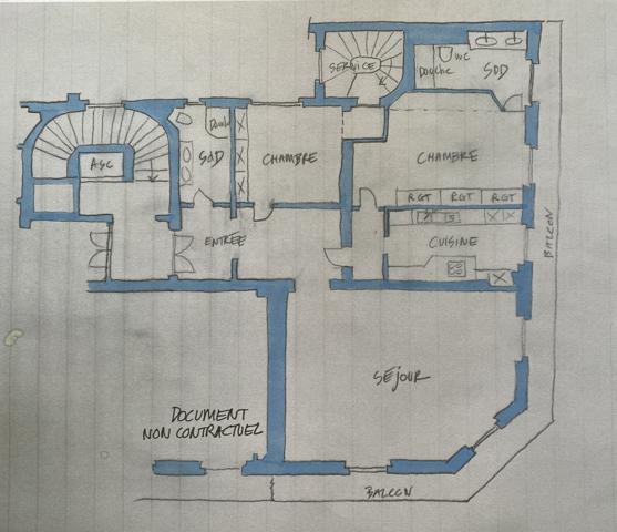 Paris (75008) Paris 8ème - SAINT AUGUSTIN - 4ème étage : Appartement de 88 m2 avec balcon filant