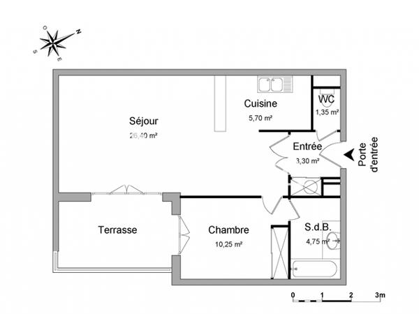 Location Appartement 2 pièces 51.75 m² - 70 AVENUE CLAUDE MONNET Marseille 13014