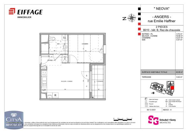 Appartement à louer 2 pièces 40.95m²