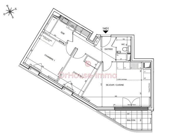 Appartement à vendre 3 pièces de 60 m²
