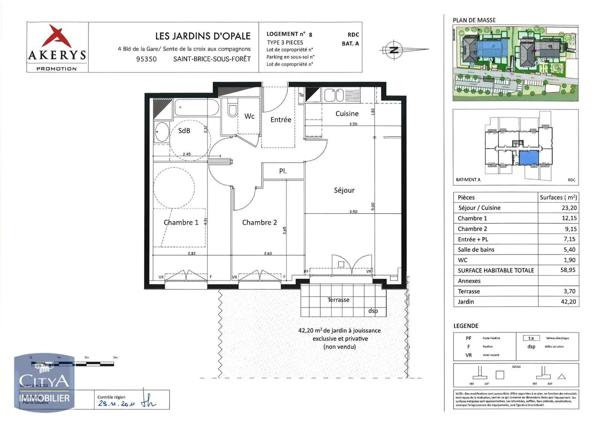 Appartement à louer 3 pièces 58.93m² Saint-Brice-sous-Forêt (95350)