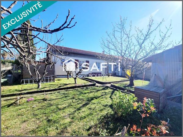 Maison plain pied T4 de 89m², deux chambres, un bureau, une terrasse, garage, dépendance, abri jardin