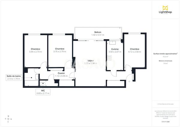 Vente Appartement 4 pièces de 75m² - 92210 Saint-Cloud