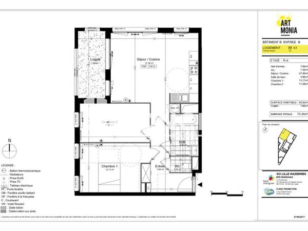 Location Appartement 3 pièces 65.83 m² - 143 RUE DE WAZEMMES Lille 59000