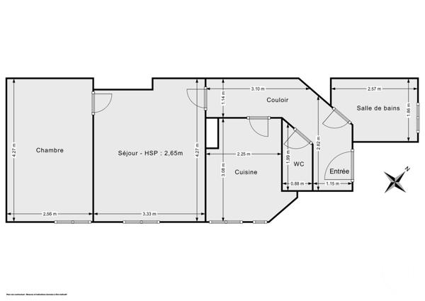 Appartement F2 à vendre  2 pièces - 43,65 m2 PARIS - 75015
