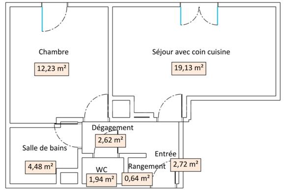 Domont (95 ) Appartement à vendre 2 pièces 46, 76 m², une chambre avec terrasse, jardinet et Parking