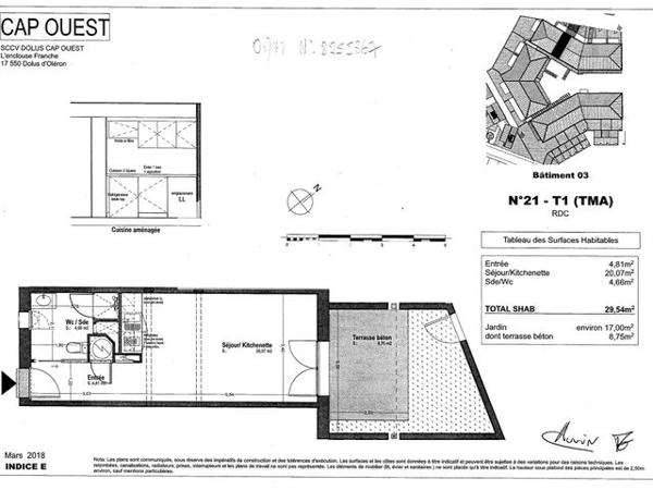 Location Studio 29.54 m² - RESIDENCE CAP OUEST B3-21 - 30 RUE DES JARDINS Dolus D'oleron 17550