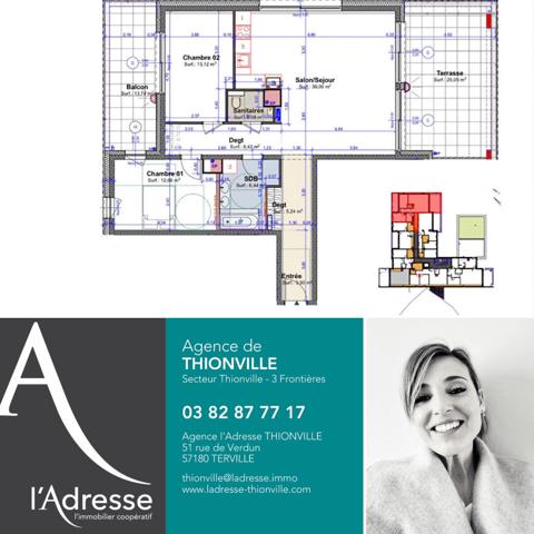 T3 de luxe de 85,86 m2 - Quartier Crève Coeur / 2 Terrasses + 3 parkings