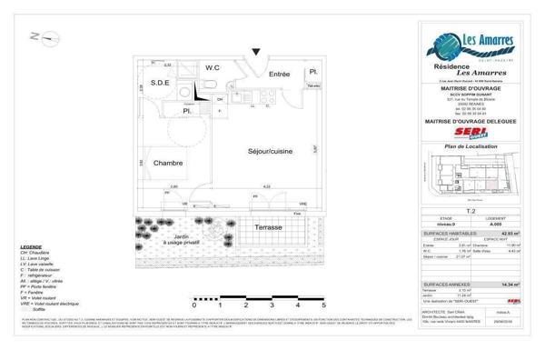 Appartement 2 pièces                                        - 44600 Saint-Nazaire Réf : 3772