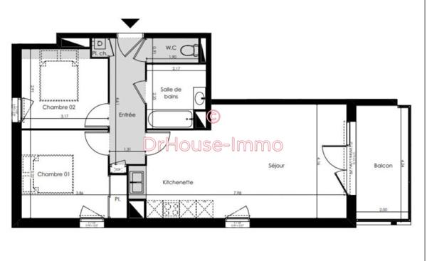 Appartement à vendre 3 pièces de 62 m²