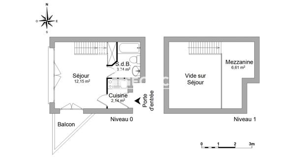 Location Studio 24.24 m² - Rennes 35700