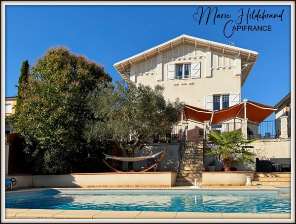 Maison 185m² rénovée + jardin de 1000m² + T2 indépendant + piscine – Valence-d’Agen