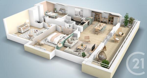 Appartement T4 à vendre  4 pièces - 80,70 m2 PORNIC - 44