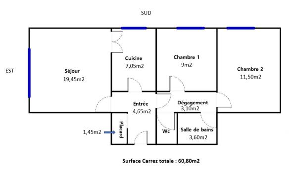 Appartement à vendre 3 pièces 60,8 m² Clichy