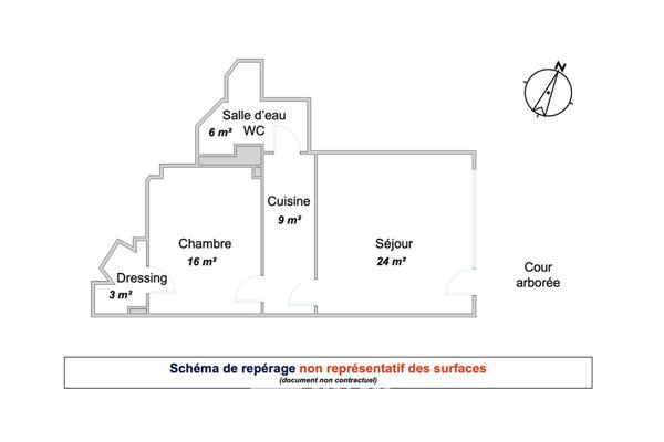 Appartement sur cour entièrement rénové entre Madeleine et Saint-Augustin