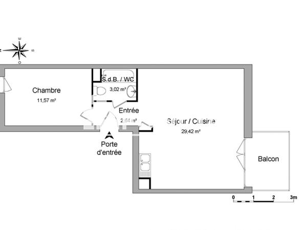 Location Appartement 2 pièces 46.65 m² - 11 RUE D'ETAVAUX Caen 14000