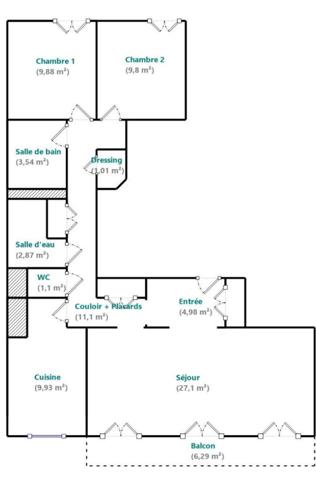 À vendre - appartement - 82 m² - Paris - 75015 - Porte de Versailles - Balcon