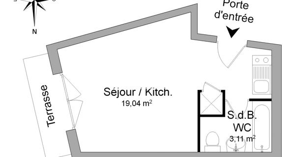 Location Studio 22.15 m² - Avignon 84000