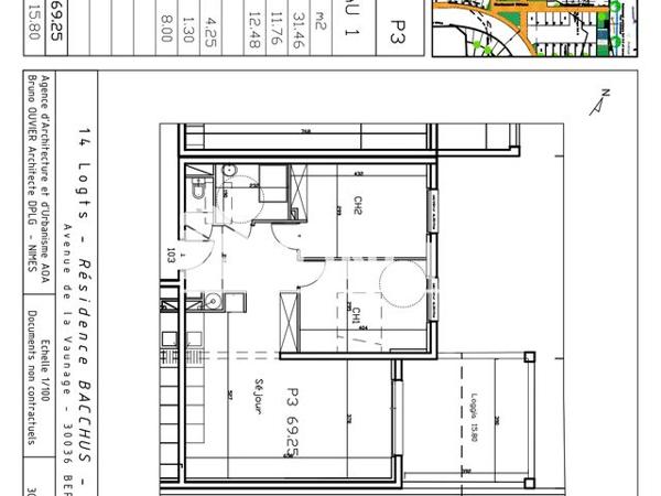 Location Appartement 3 pièces 69.25 m² - RESIDENCE BACCHUS Bernis 30620