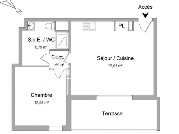 Location Appartement 2 pièces 46.72 m² - 1 RUE DE BRAY - 13 RUE MORUTIER Begles 33130