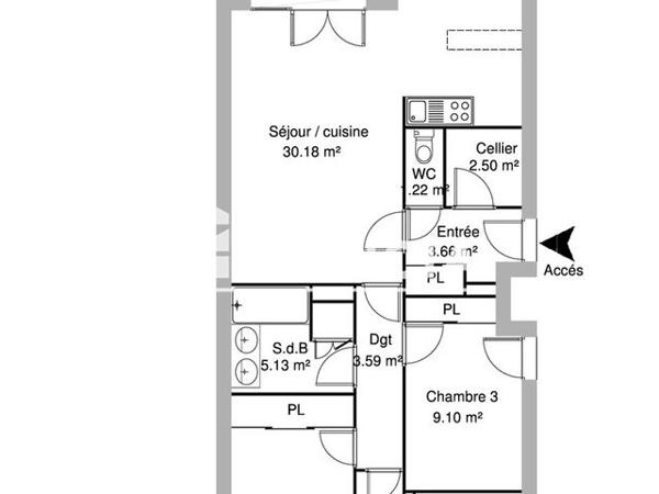 Location Appartement 4 pièces 76.76 m² - 1 RUE COTTAGE DES TOURTERELLES Pau 64000