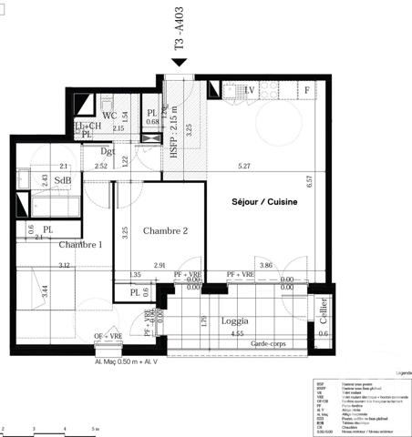 Appartement T3 à vendre  3 pièces - 66,80 m2 NANTES - 44