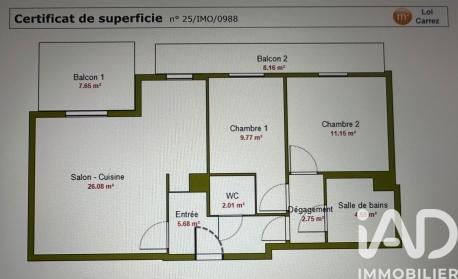 Appartement à vendre 3 pièces 62 m² Trappes
