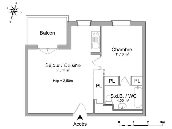 Location Appartement 2 pièces 44.41 m² - 2A 2B 2C RUE DENIS CORDONNIER Anzin 59410