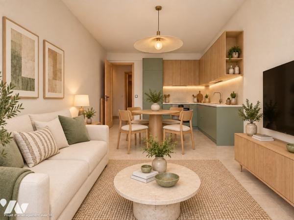 CANNES - Résidentiel . Deux pièces au calme, avec terrasse, vue dégagée et garage.