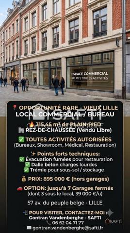 VIEUX LILLE - LOCAL COMMERCIAL / BUREAUX 315 M2