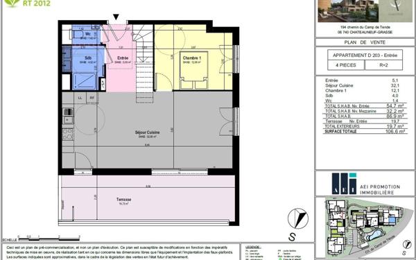 Appartement à vendre    4 pièces • 86,90 m2 Châteauneuf-Grasse