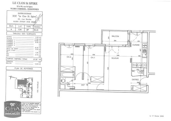 Appartement à louer 3 pièces 57m²