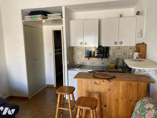 Appartement studio cabine avec terrasse vue mer et vendu avec un emplacement parking privatif