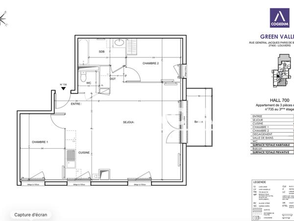 Location Appartement 3 pièces 72.01 m² - Louviers 27400