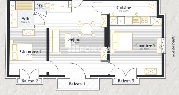 Location Appartement 3 pièces 65.4 m² - Tourcoing 59200