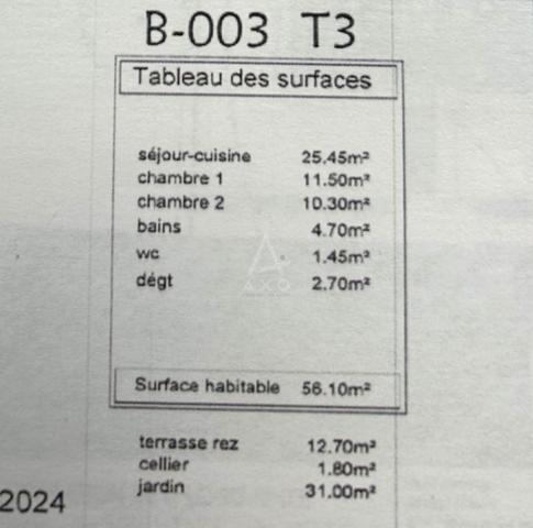 APPARTEMENT T3 NEUF LA MOTTE SERVOLEX