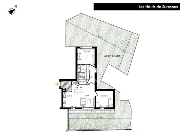 Appartement rez-de-jardin 66m²