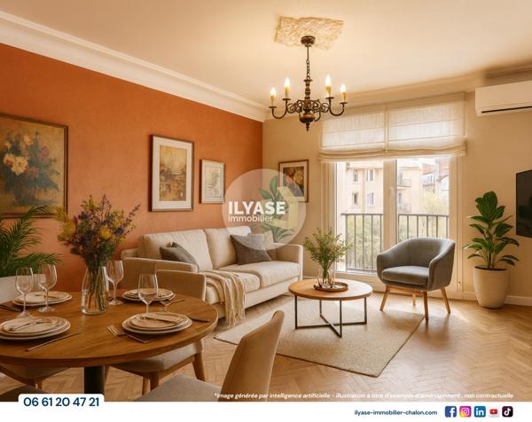 Chalon-sur-Saône (71100) Appartement T4 | 75 m² | Balcon, garage fermé et cave