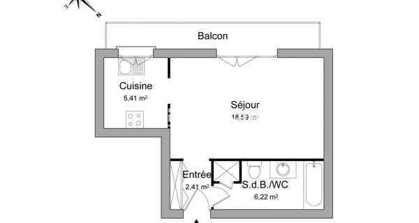 Location Studio 32.63 m² - Créteil 94000