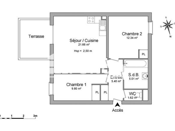 Location Appartement 3 pièces 56.05 m² - 115 ROUTE D'UZES Nimes 30000