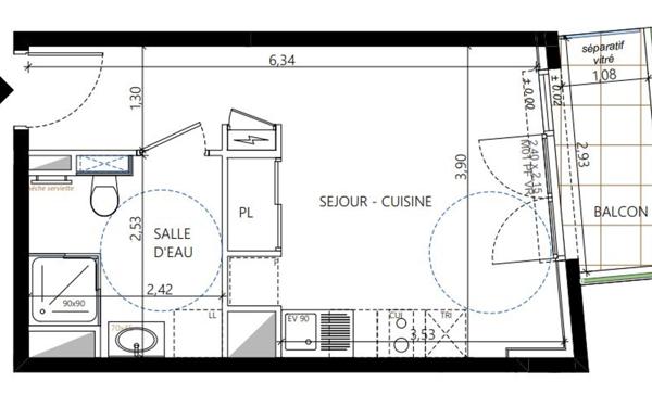Appartement à vendre    1 pièce • 23,50 m2 Nice