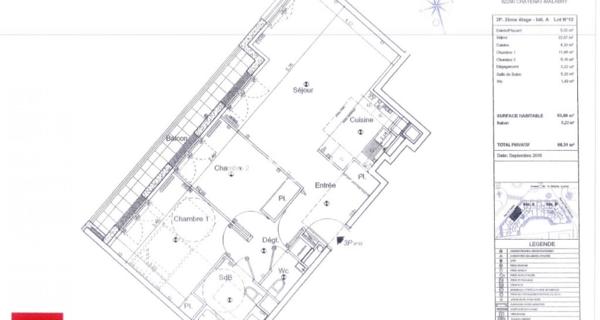 Location Appartement 3 pièces 63.09 m² - Châtenay-malabry 92290