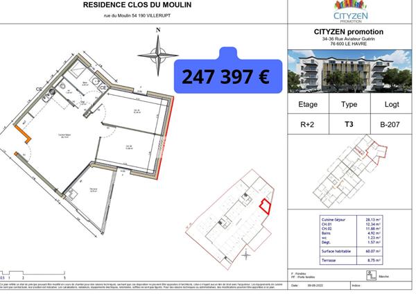 Achat appartement Villerupt - 3 pièce(s) - 60 m² - 235 949 €