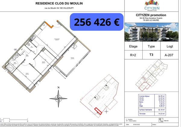 Achat appartement Villerupt - 3 pièce(s) - 60 m² - 235 949 €