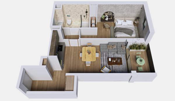 Appartement 2 pièces - 53 m²