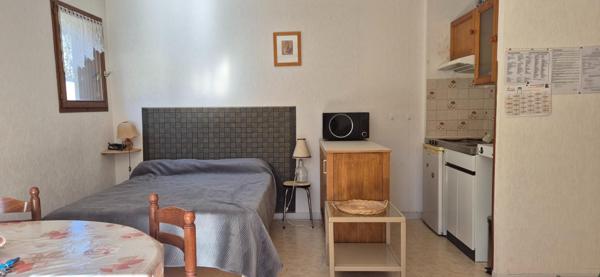 Appartement F1 avec garage, grand balcon exposé sud, potentiel locatif immédiat, rdc.